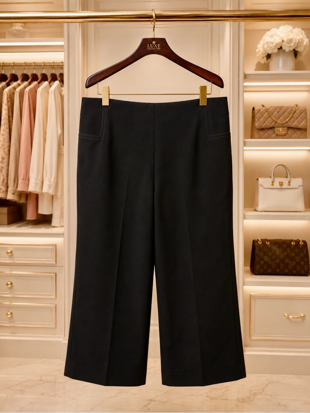 Allison Daley Black Wide-Leg Crop Capris